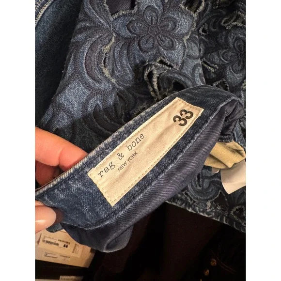 Rag & Bone‎ New York Embellished Lace Wide Leg Jeans Size 33 - Picture 6 of 7